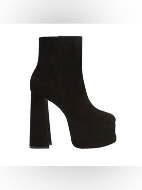 Schultz SELENE CASUAL NUBUCK BLACK PLATFORM HEELED BOOTIE Size 7.5 NWOB
